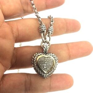 Town and Country Gold and Sterling Silver Heart Necklace